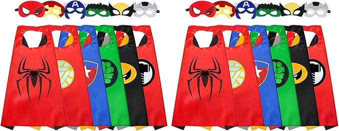 LATERN 6 Stück Superheld Cape und Maske — Kostüm für Kinder