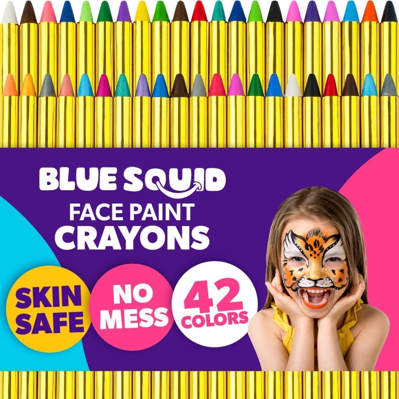 Blue Squid Kinderschminke Set, 42 Farben Gesichtsfarbe Schminkstifte