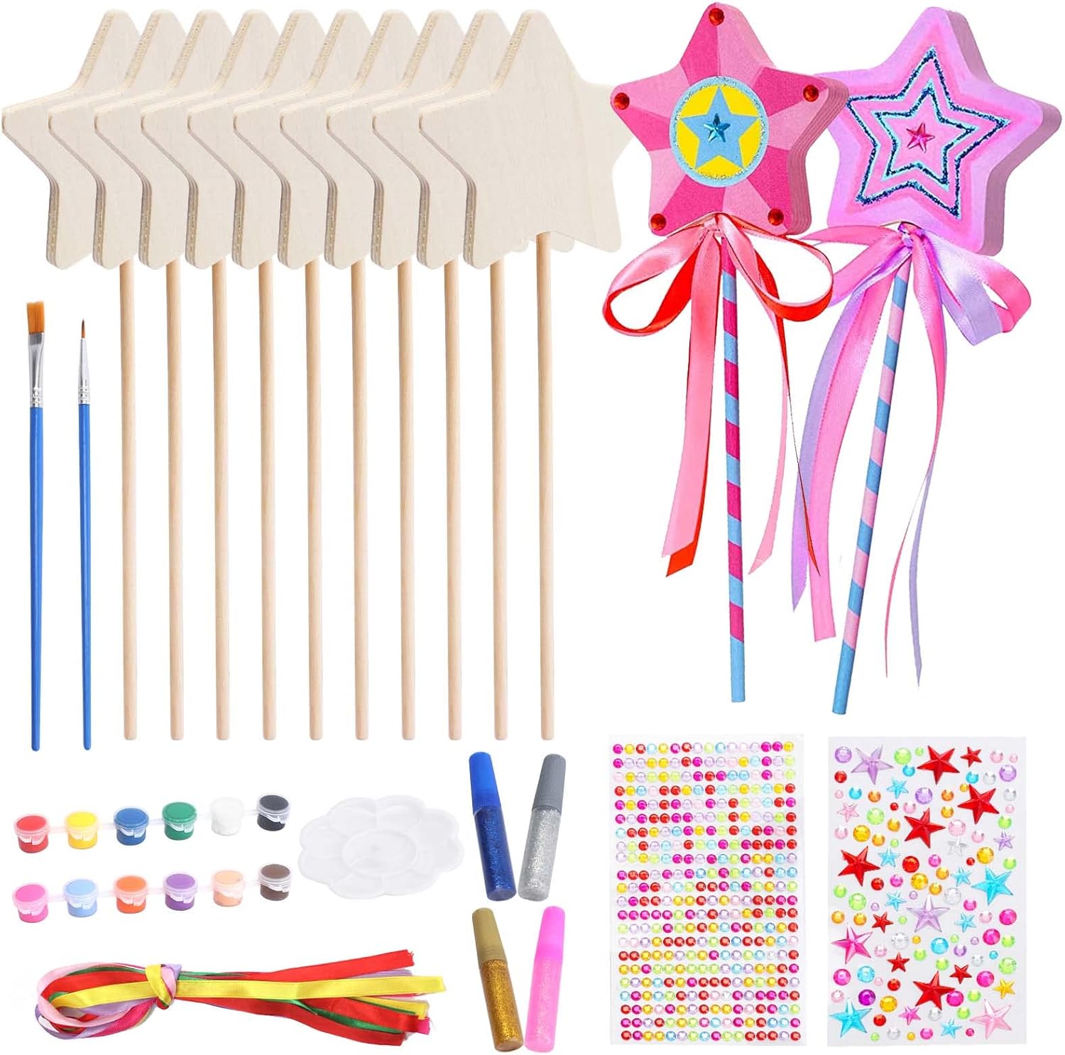Prinzessin-Feenstab-Set 8er (Glitzer-Zauberstäbe)