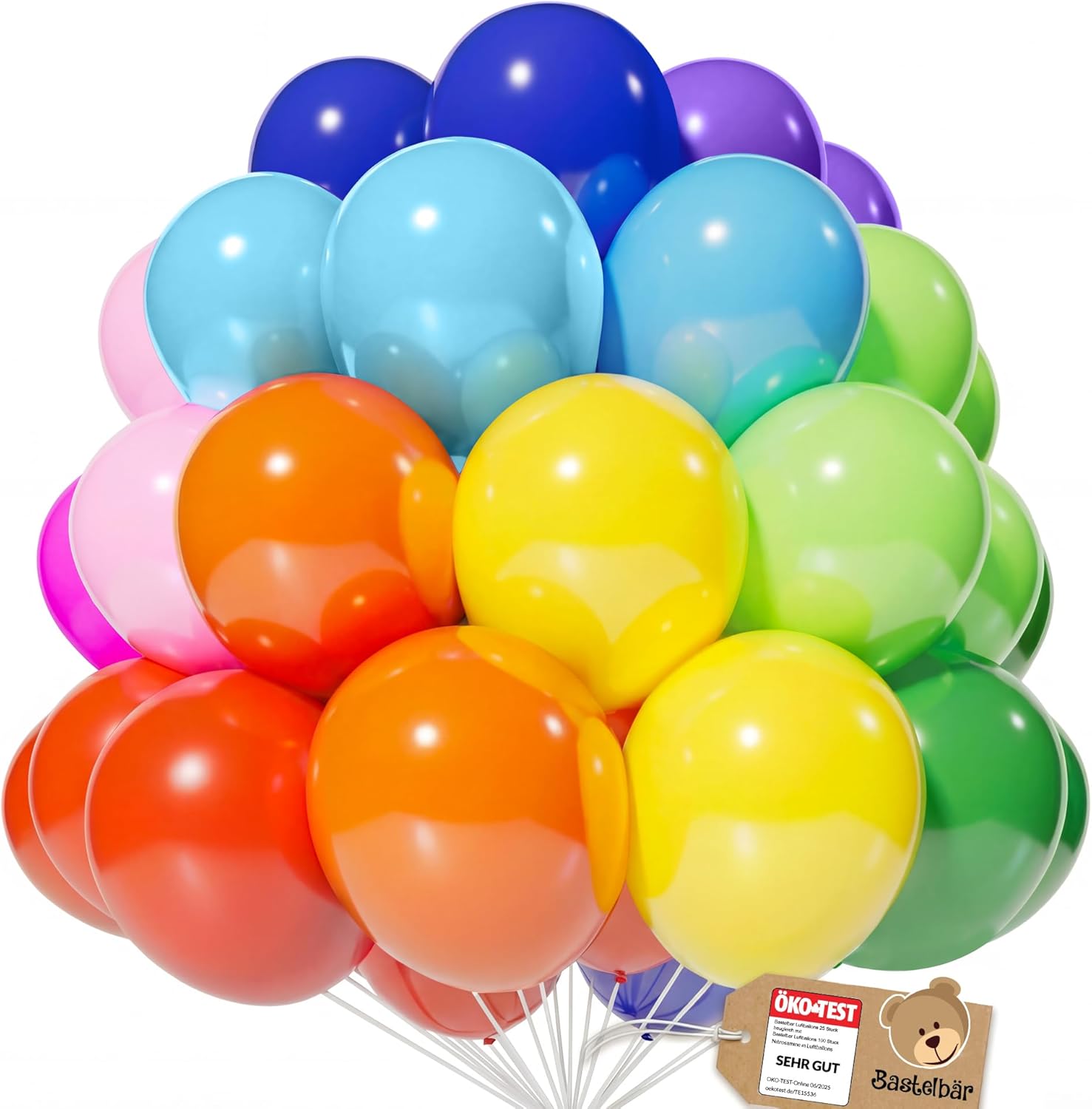 BIO Luftballons 100 Stück, 11 Farben, MADE IN EU — ÖKO-TEST Sehr gut