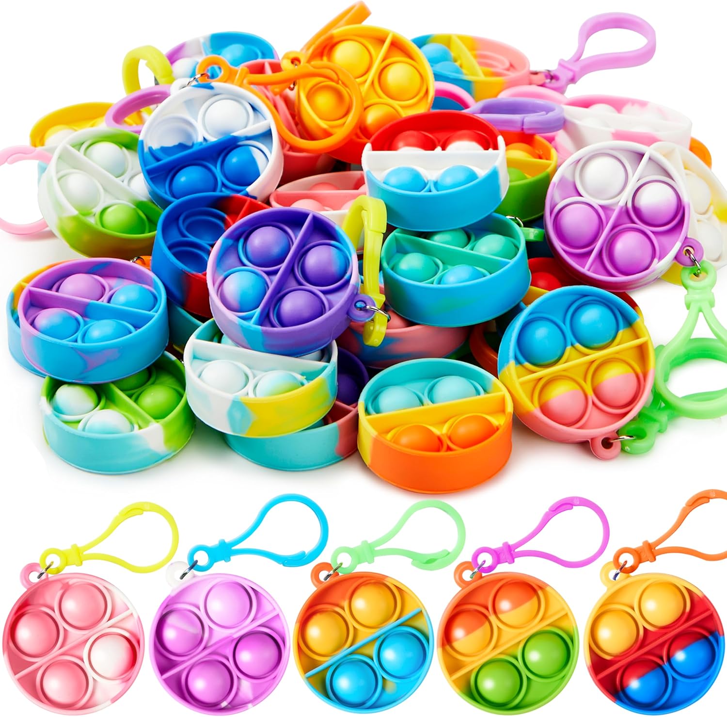 JOYIN 30 Stück Mini-Fidget Popit Schlüsselanhänger Mitgebsel