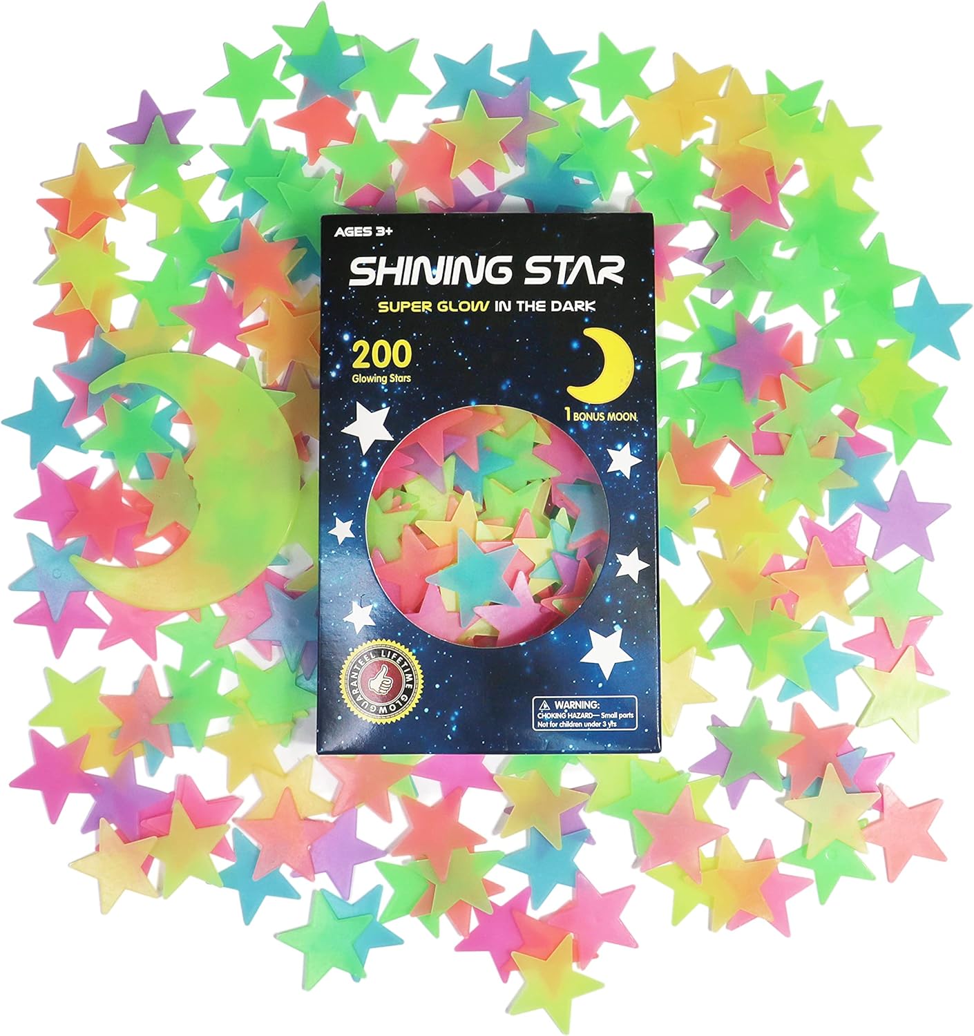 Glow-in-the-Dark Star Wall Stickers 200 Pieces — 3D Starry Sky Decor