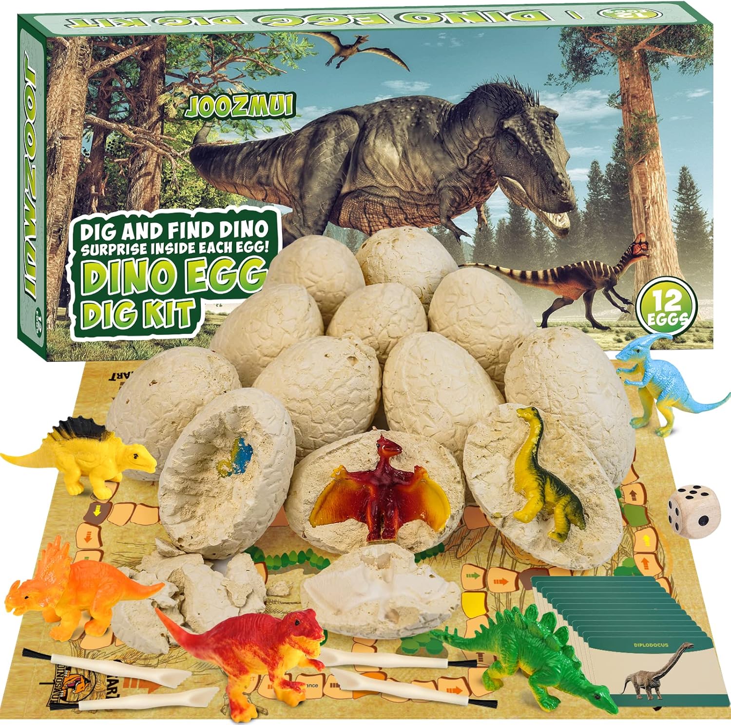 Joozmui Dino Ausgrabungsset Kinder — Ei Dinosaurier Spielzeug