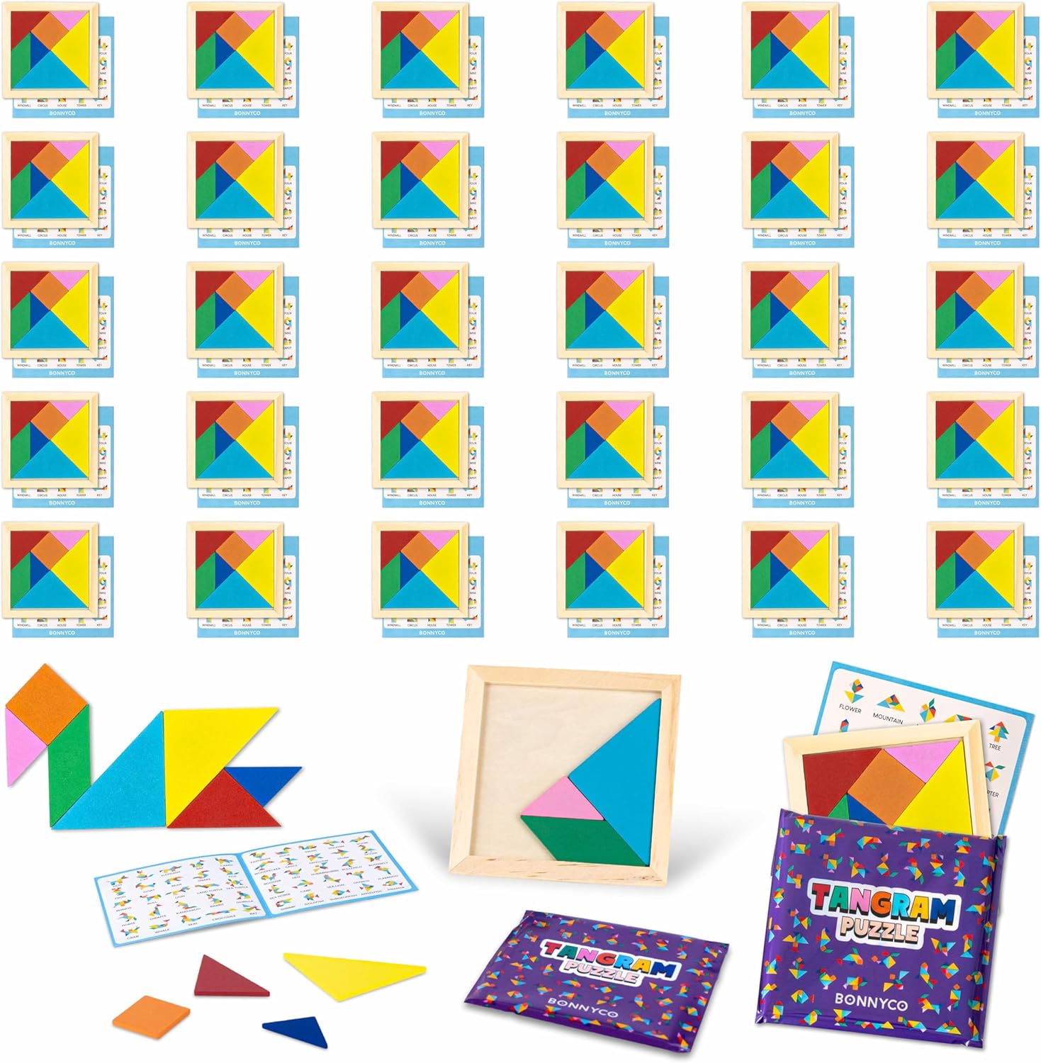 BONNYCO Tangram Mitgebsel Kindergeburtstag 30 Stück
