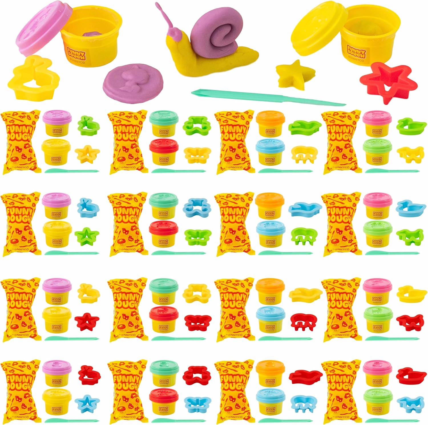 BONNYCO 16 Stück Knete-Set mit Formen & Mitgebsel-Tüten